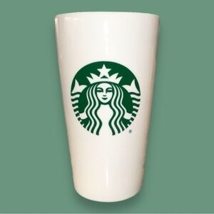 Starbucks Classic White & Green Double Wall Ceramic Travel Tumbler & Lid